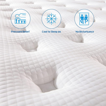 Colchón híbrido twin de 10 pulgadas en caja, espuma viscoelástica y resortes