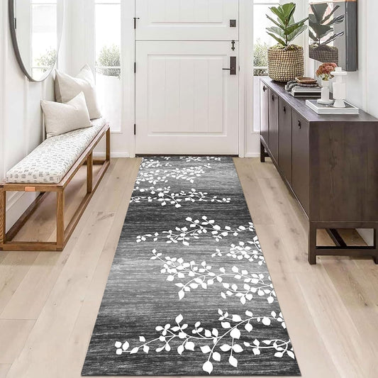 Runner Rug for Entryway, Modern Grey Hallway Long Narrow Rugs Runner Kitchen...