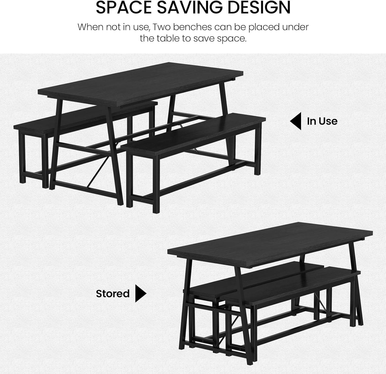 Juego de mesa de comedor de 3 piezas para 4-6, juego de mesa de desayuno de 55