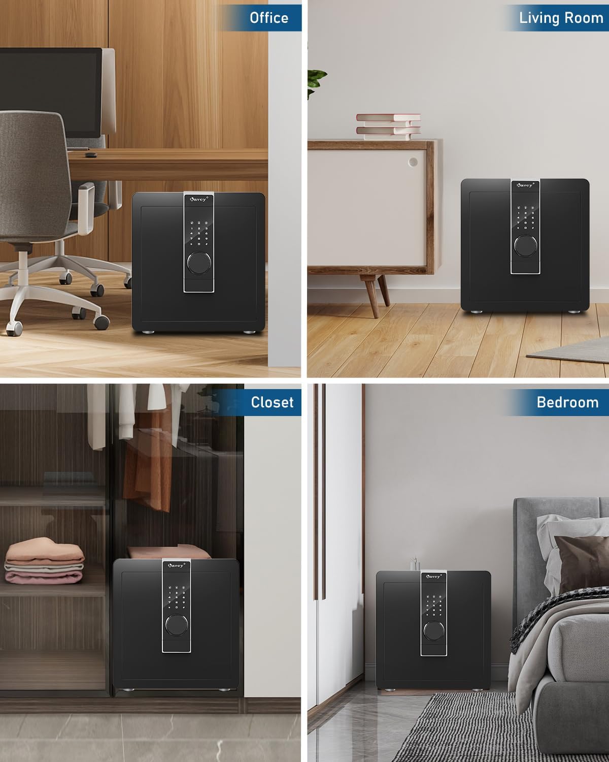 Kavey Caja fuerte de 1.8 cub  Caja fuerte para el hogar con pantalla táctil...