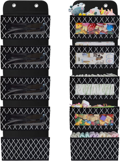 Organizador para colgar sobre la puerta con 5 compartimentos grandes, plegable,