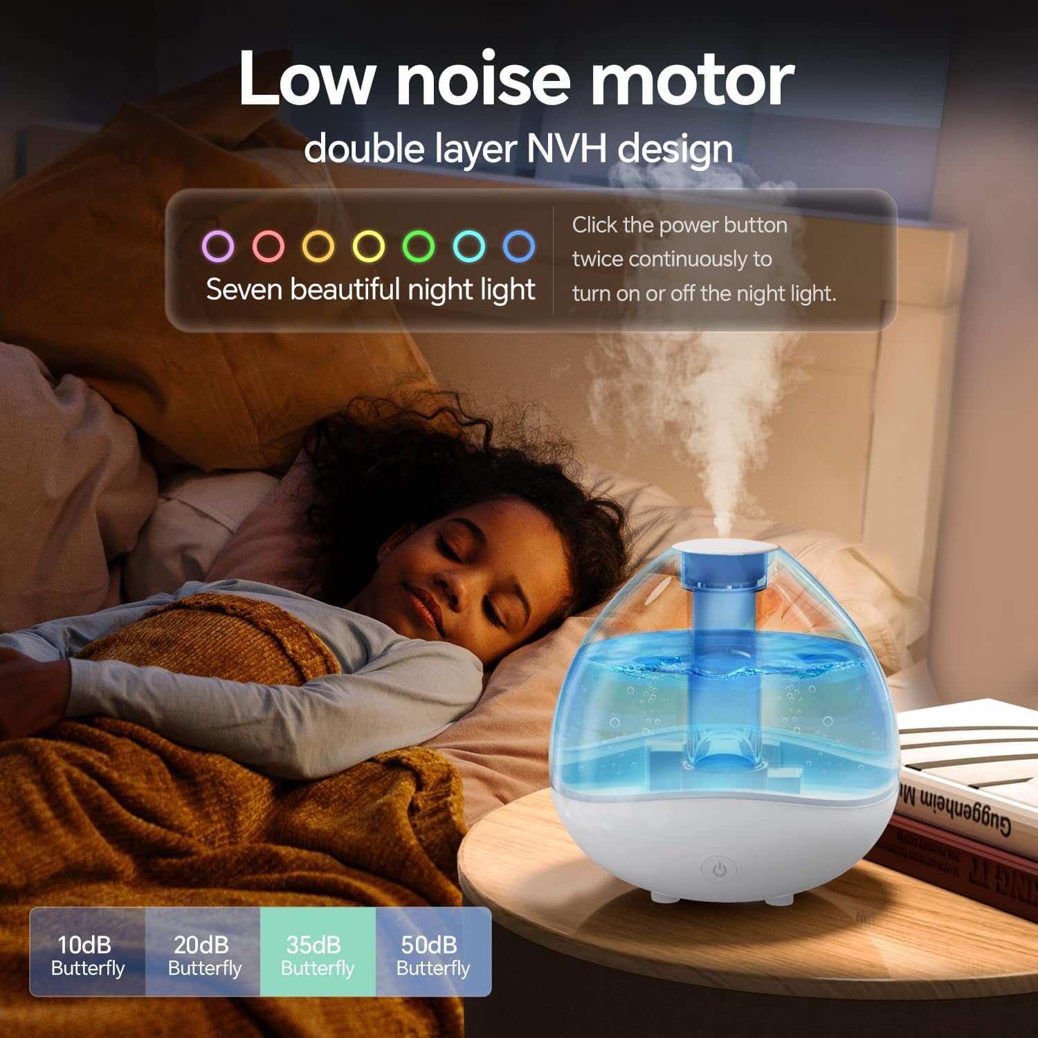 Humidificadores para dormitorio, humidificadores ultrasónicos de niebla fría de...