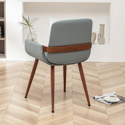 Mid Century Modern Dining Chairs Set of 2 Accent Faux Leather Chair Bentwood