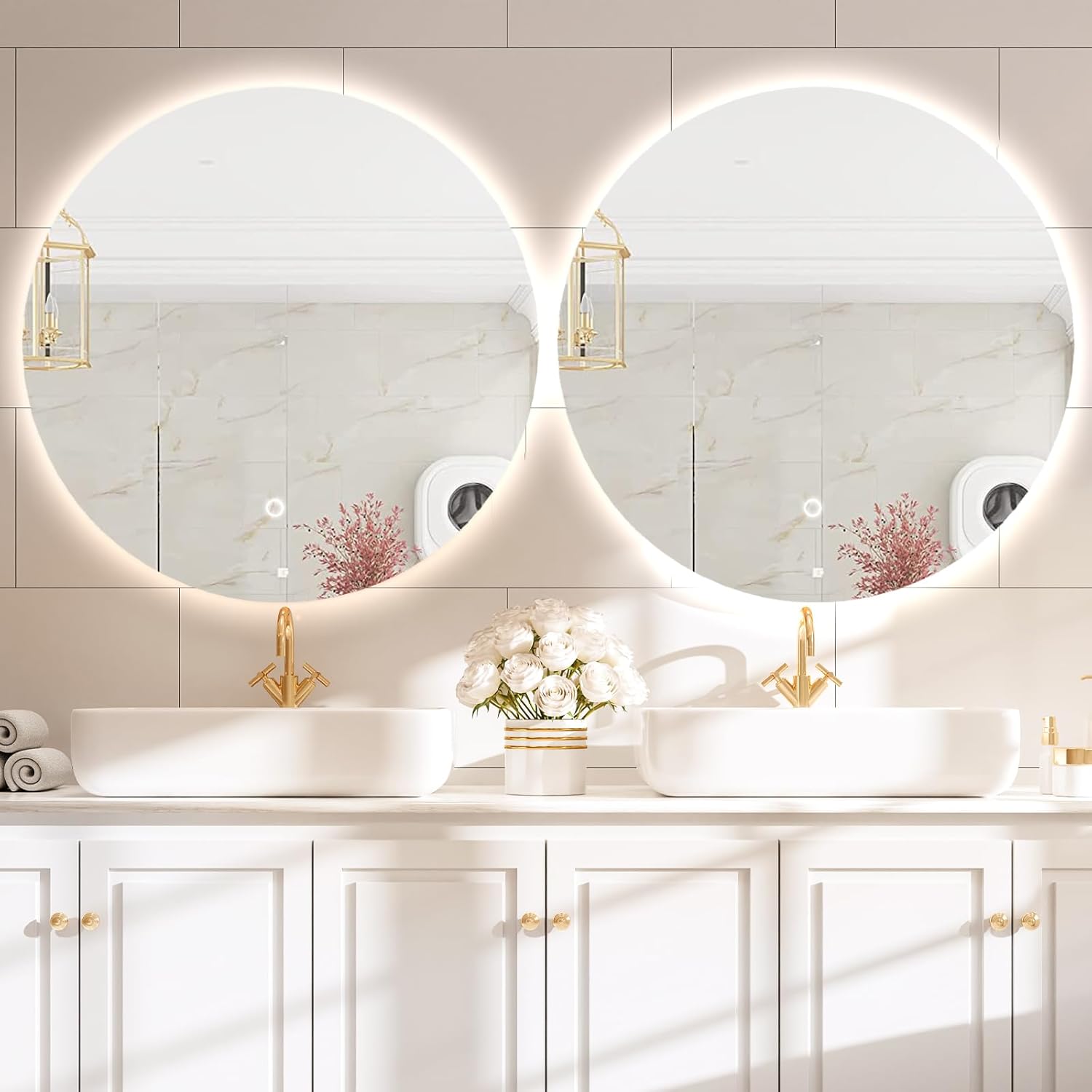 Espejo LED para baño de 24 pulgadas, espejo retroiluminado para tocador de baño...