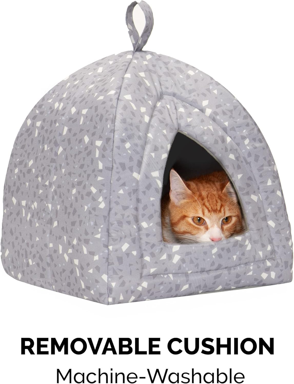 Furhaven Cueva de cama para gatos de interior y perros pequeños, lavable y...