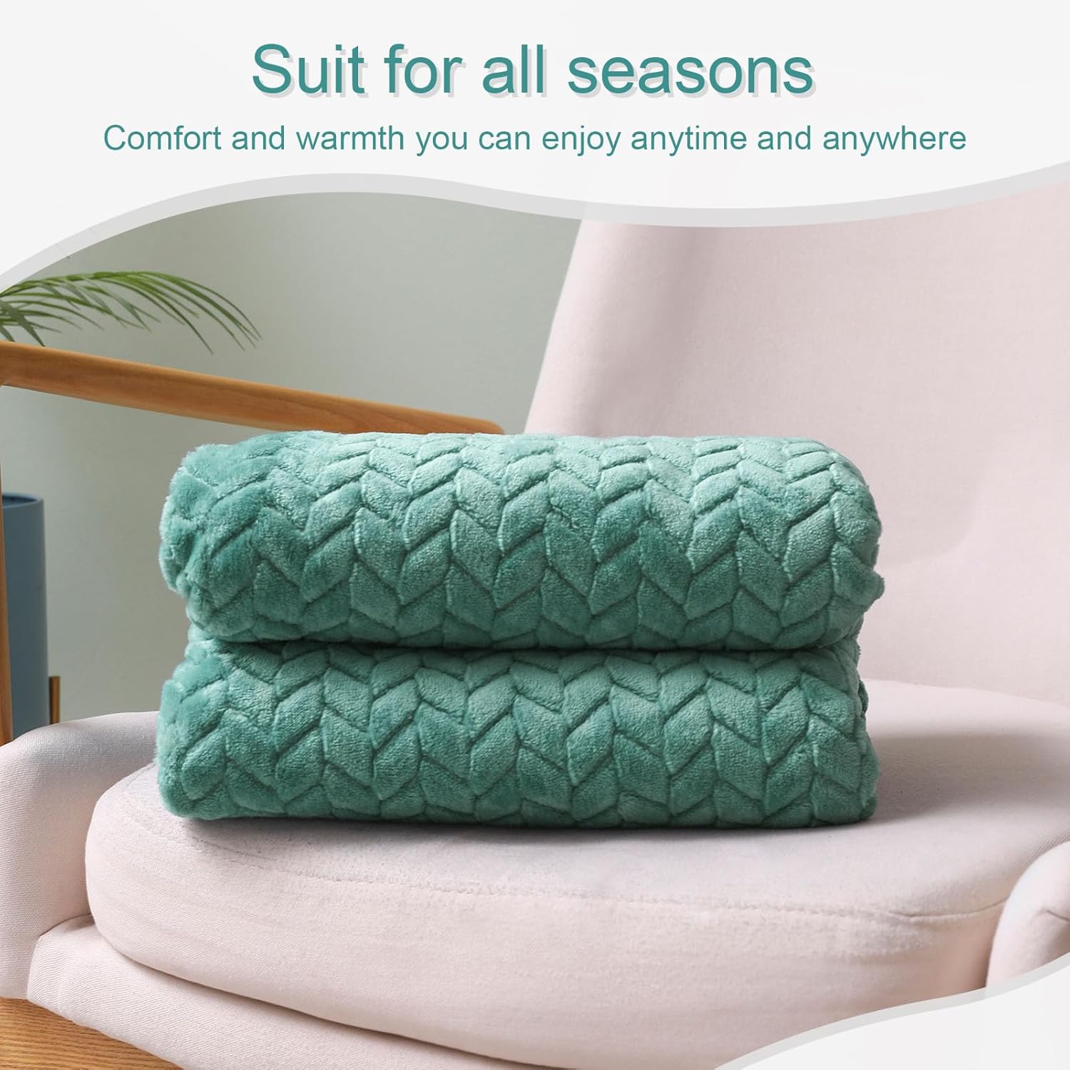Exclusivo Mezcla - Manta decorativa de vellón, color celadón, para sofá y cama,...