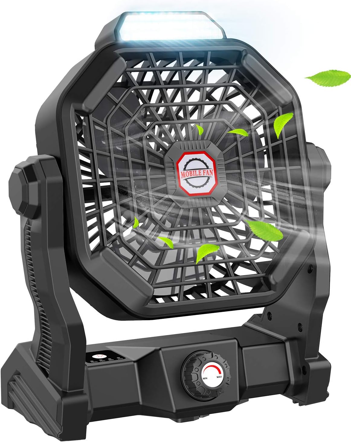 Ventilador de camping con linterna LED, ventilador de batería recargable de 9...