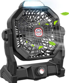Ventilador de camping con linterna LED, ventilador de batería recargable de 9...