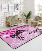 Kuizee Area Rug Fashion Girl Pink Butterfly Rectangle Oversize Doormat Coral...