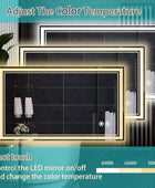 Espejo LED de 40 x 24 pulgadas para baño, espejo de baño sin niebla, con luces,...