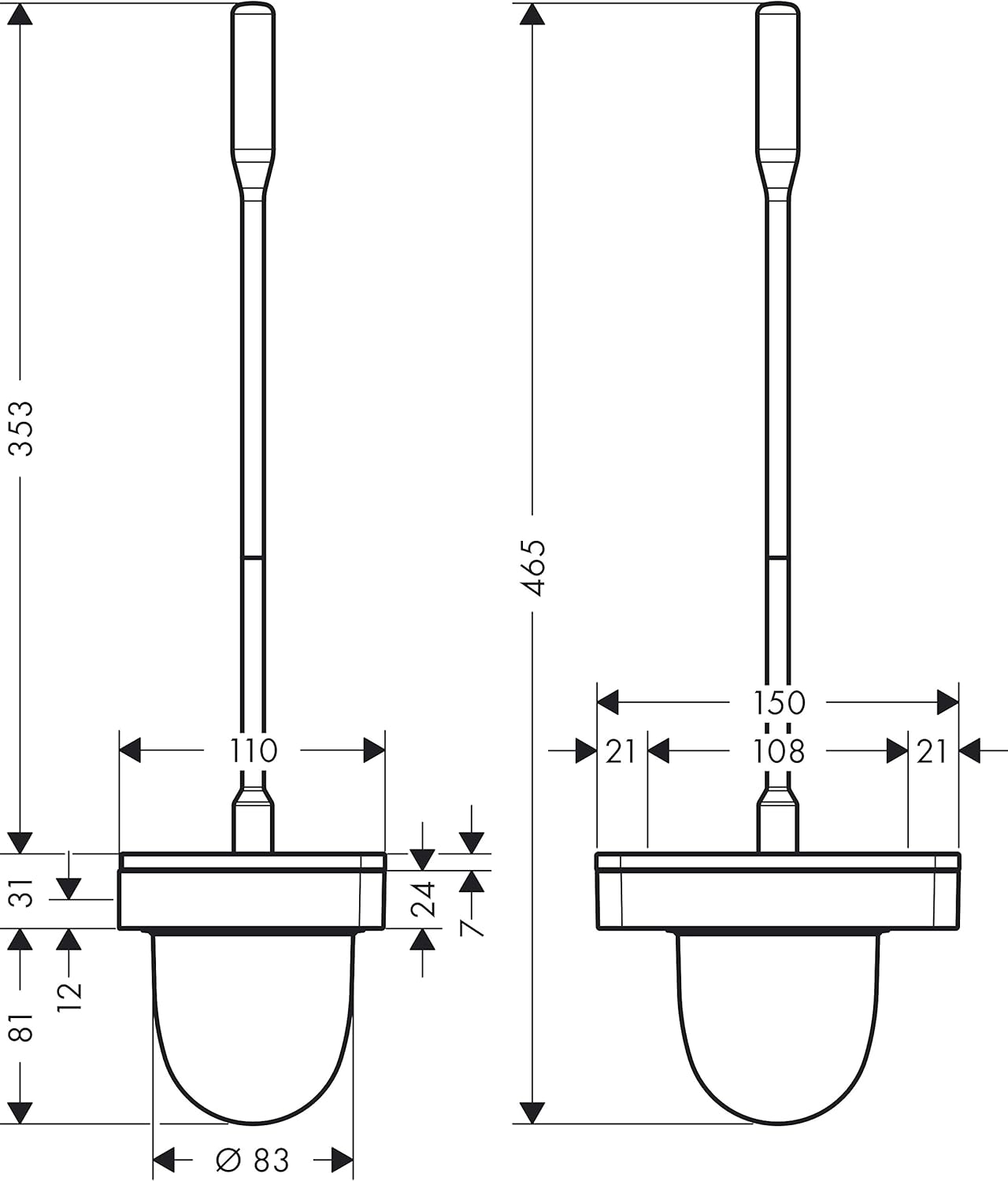 AXOR Escobilla de inodoro con soporte para montaje en pared, fácil instalación,...