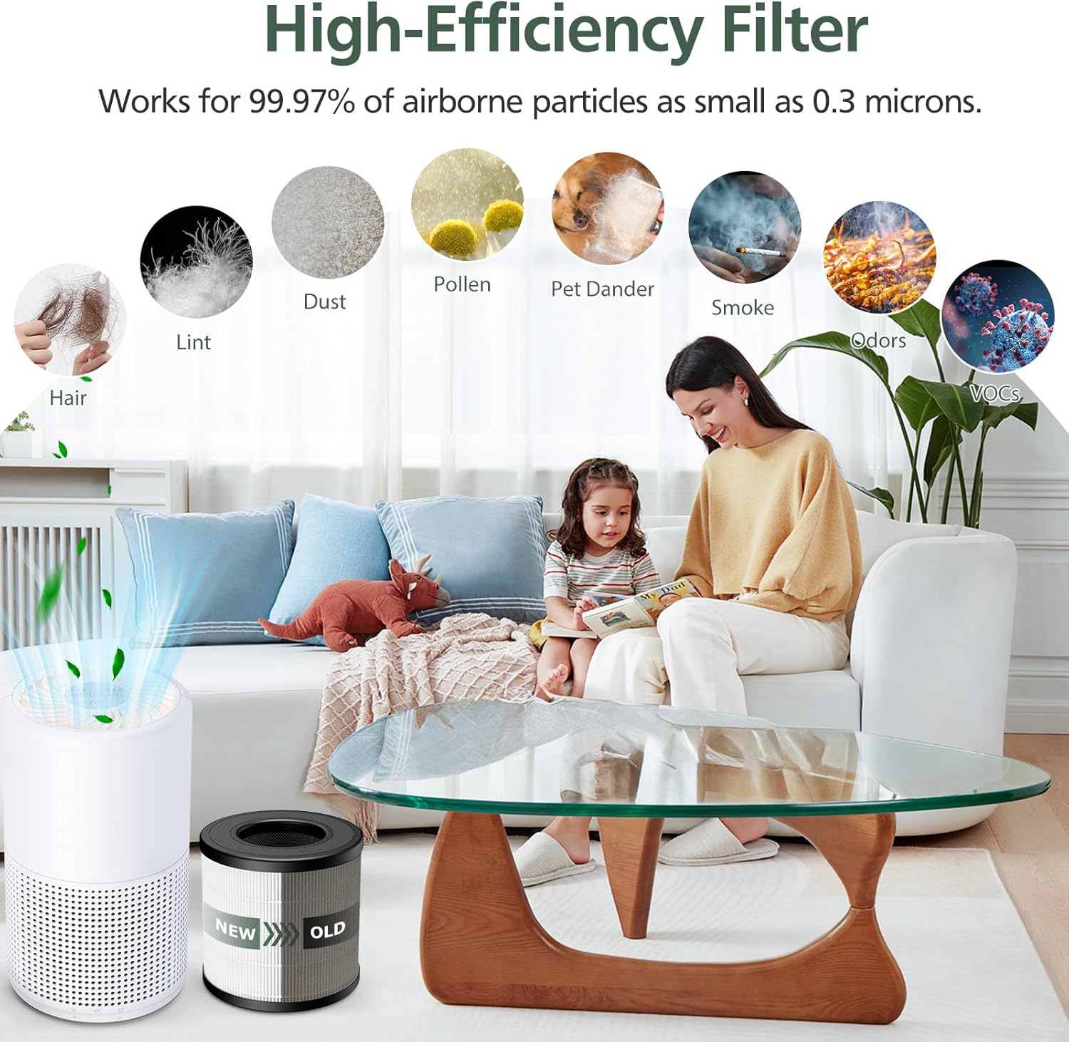Paquete de 2 filtros de repuesto PU-P05AC201B True HEPA compatibles con...