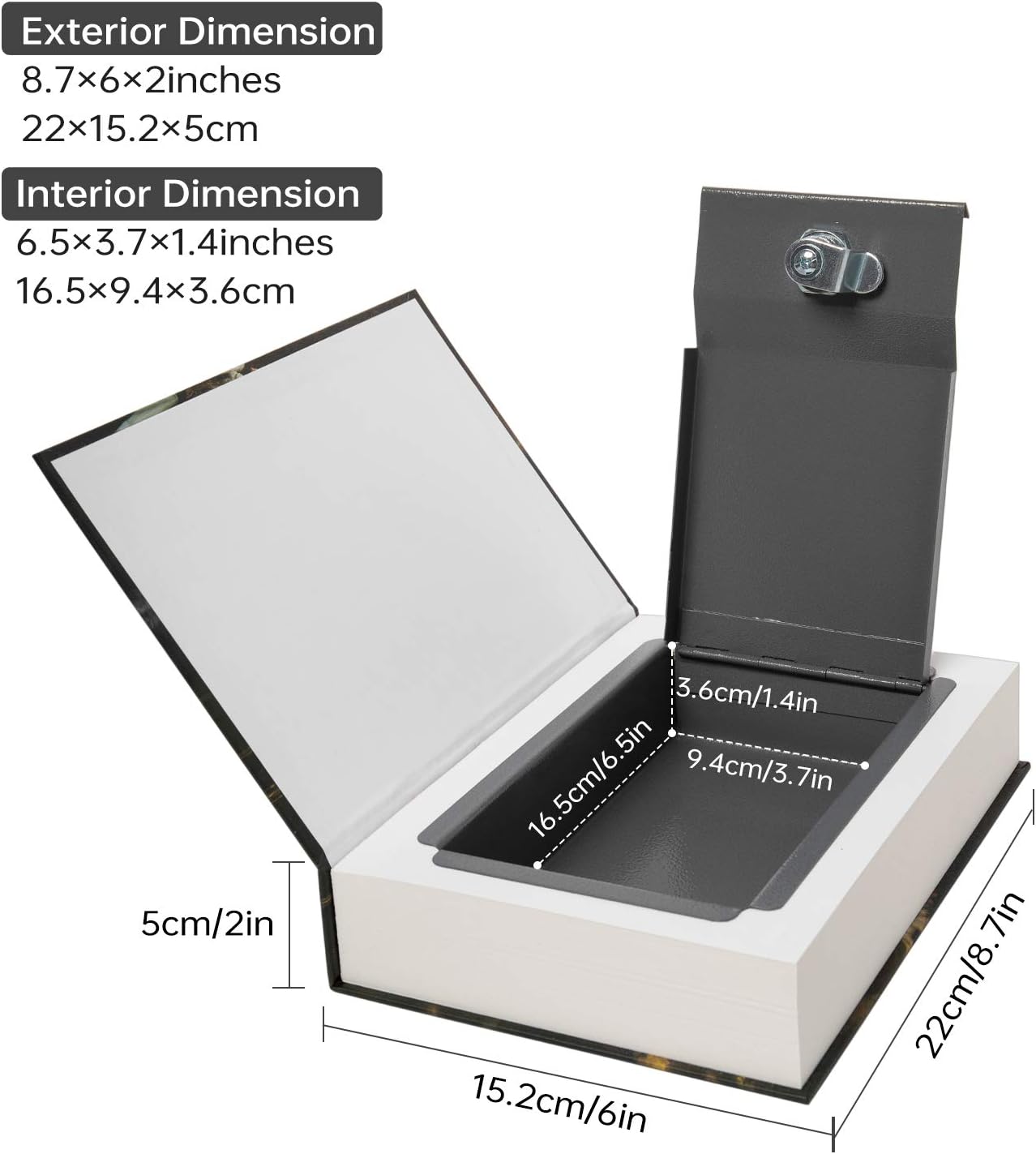 Libro de transferencia de papel real seguro para joyas, dinero y efectivo,...