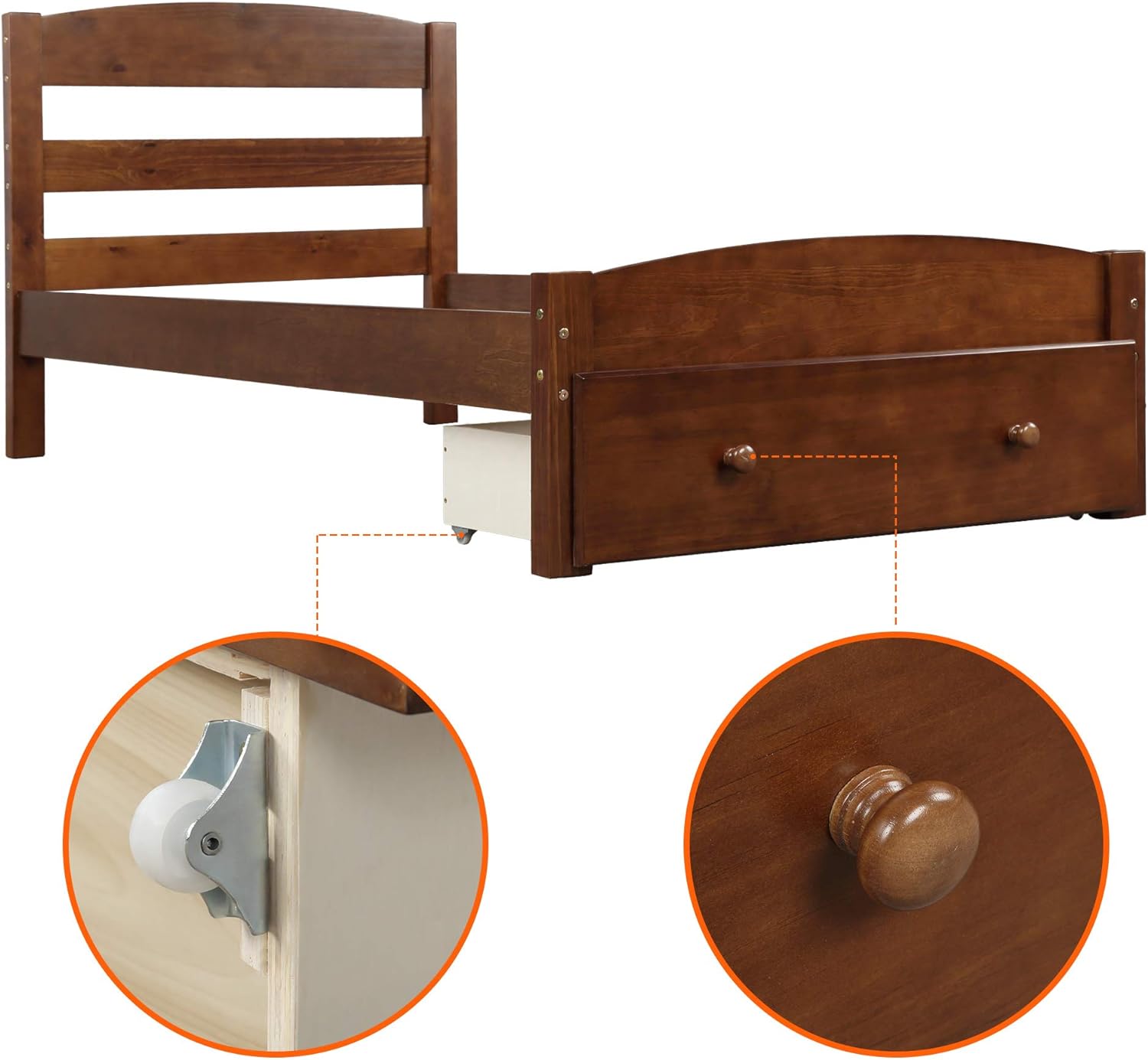 Harper & Bright Designs Cama individual con cajones de almacenamiento, cama...