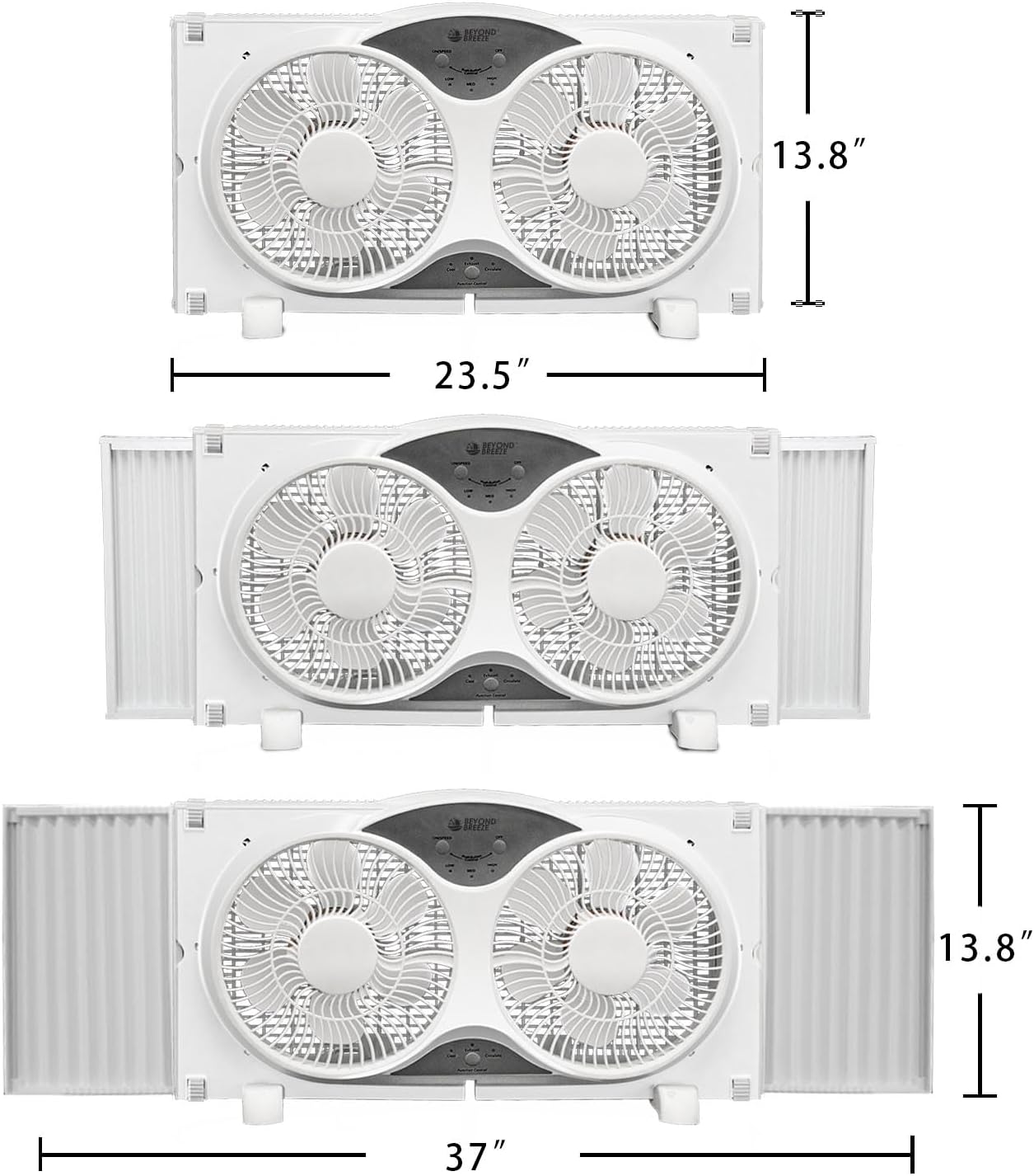 Ventilador de ventana doble con aspas de 9 pulgadas, ventilador de ventana...