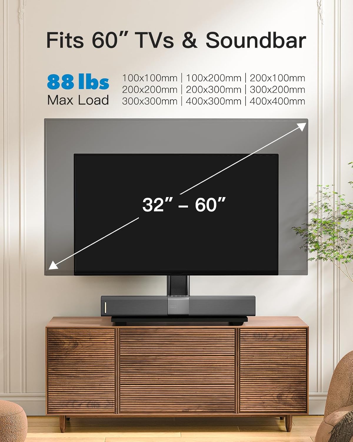 PERLESMITH Soporte universal para TV  Soporte de mesa para televisores LCD LED...