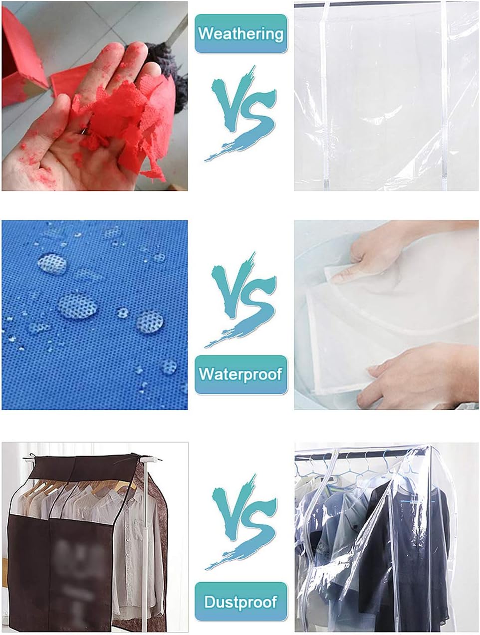Ruibo Funda transparente para perchero de ropa con 2 cremalleras