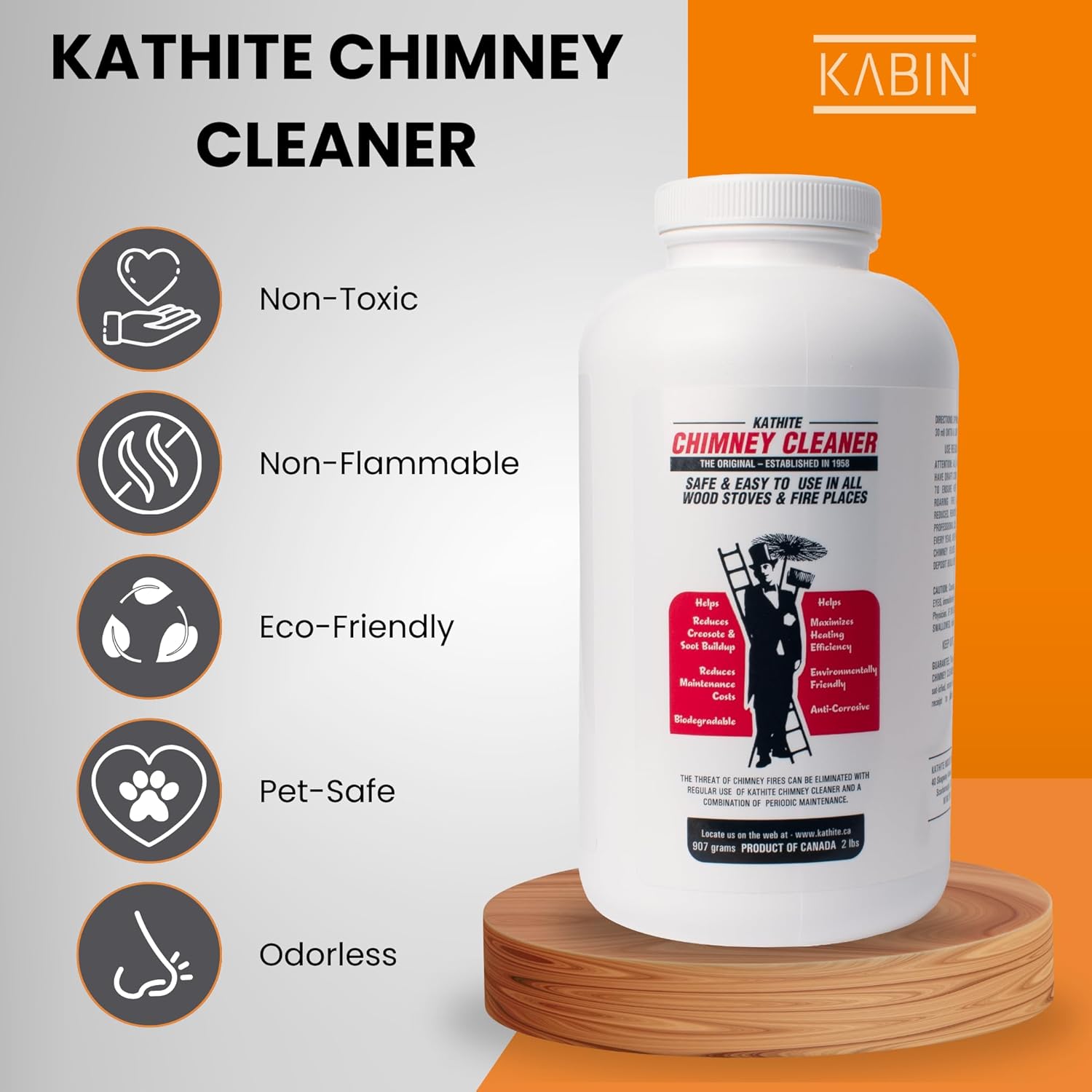KABIN Kathite - Limpiador de chimenea de 2 libras, kit de limpieza de chimenea...