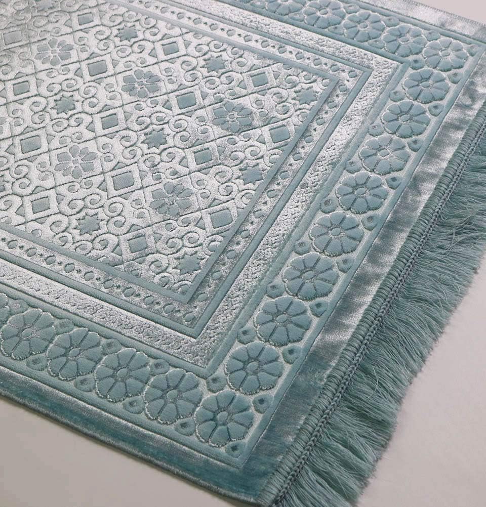 Modefa Alfombra de oración de terciopelo con cuentas de oración Ramadán Eid...