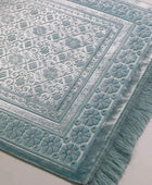 Modefa Alfombra de oración de terciopelo con cuentas de oración Ramadán Eid...