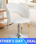 Furnimart Silla de tocador de cuero blanco, silla de acento ajustable en altura...