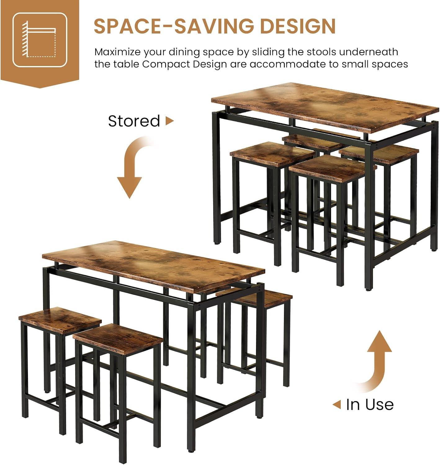 Juego de 4 mesas de comedor para 4 mesas y sillas de cocina, juego de mesa de