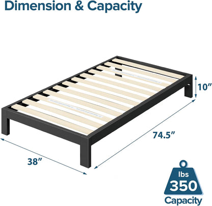 Arnav Marco de cama de metal, soporte de listones de madera, no necesita