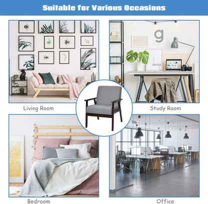 Juego de 2 sillas decorativas modernas de mediados de siglo, sillón de tela
