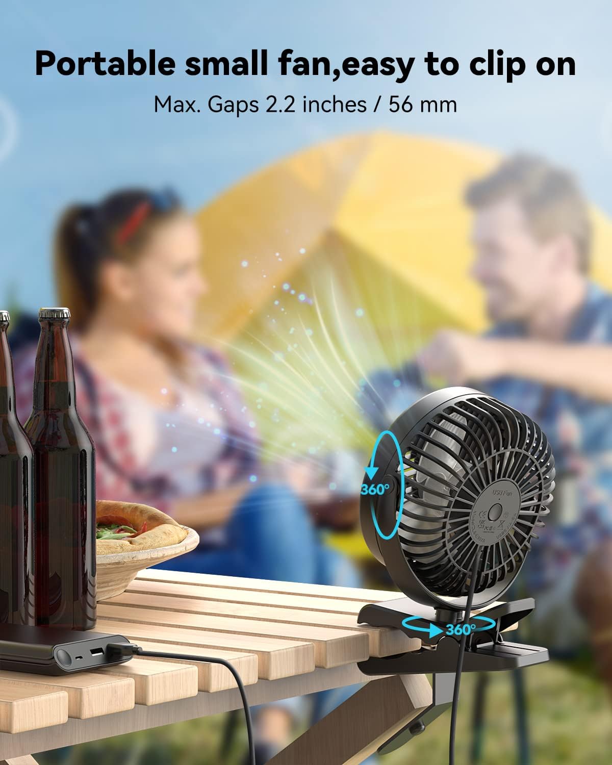 GEHEN Ventilador de clip de 3 velocidades con abrazadera resistente y fuerte...
