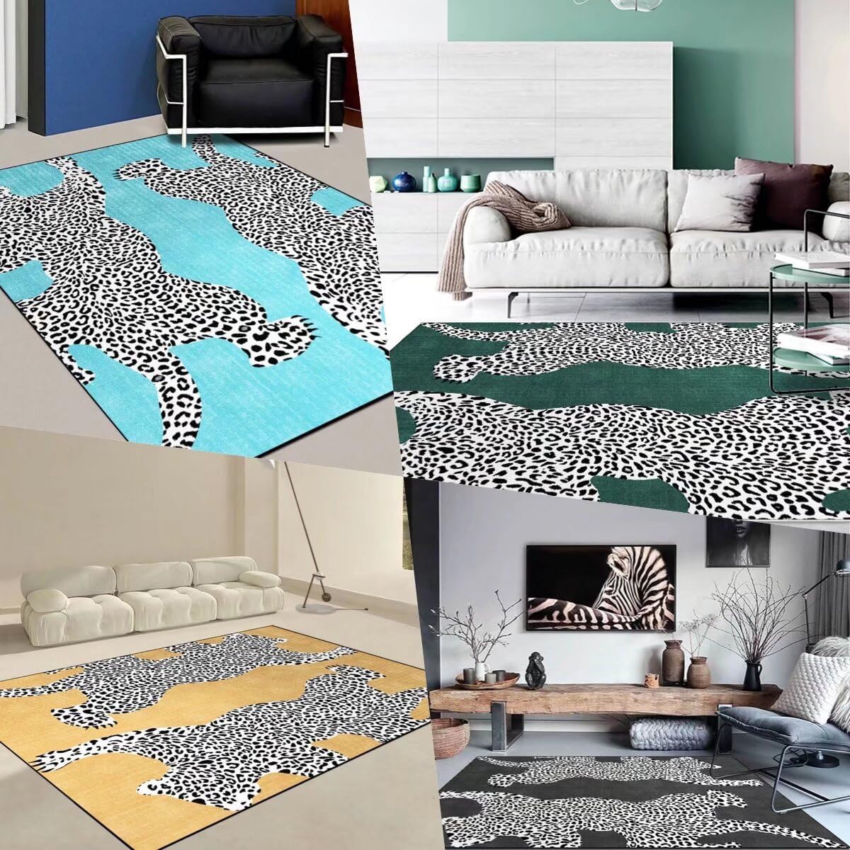 Alfombra con estampado de leopardo para dormitorio, 4 x 6 pies, bonita alfombra...