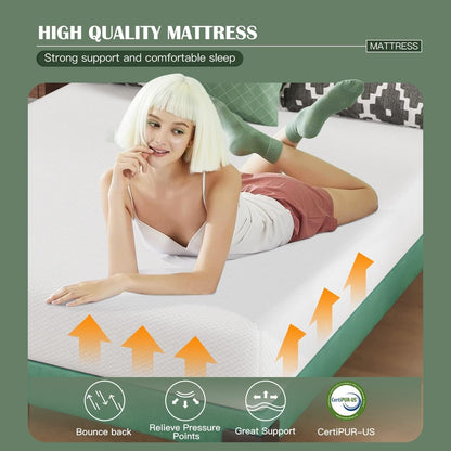 Colchón de espuma viscoelástica de gel de 8 pulgadas, certificado CertiPUR-US,