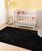 Maxsoft Alfombra mullida de pelo largo para dormitorio, alfombra negra de 6 x 9...