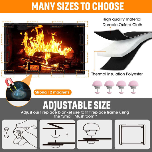 CADARA Funda magnética para chimenea, manta bloqueadora de chimenea detiene la...