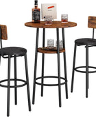GNIXUU Juego de 2 mesas y sillas de pub de 3 piezas, juego de mesa redonda de