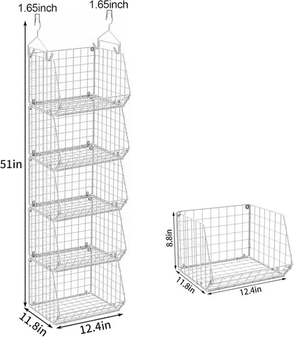 Organizador colgante de armario de 5 niveles, estantes colgantes de ropa con 4...