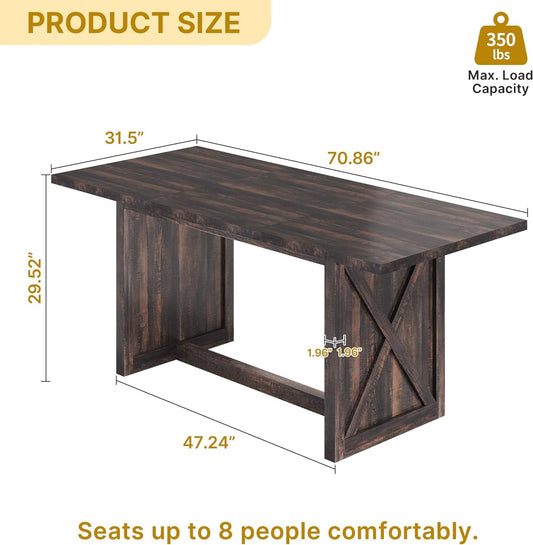 YITAHOME Mesa de comedor grande de 70.8 pulgadas para 6 a 8 personas, mesa de