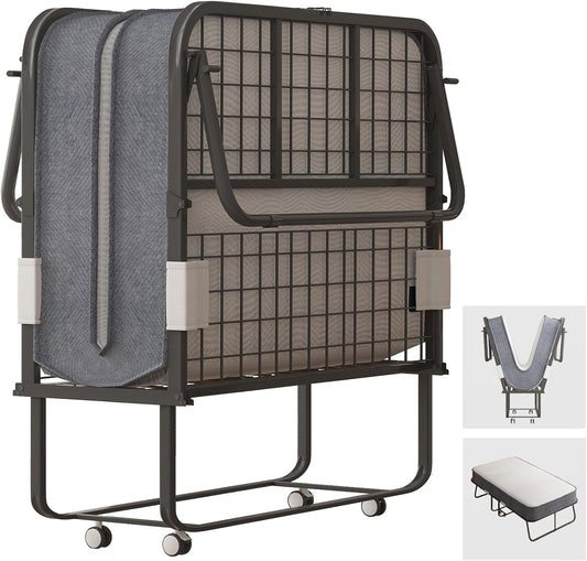 Cama plegable con colchón de espuma viscoelástica de 4 pulgadas, 75 x 31
