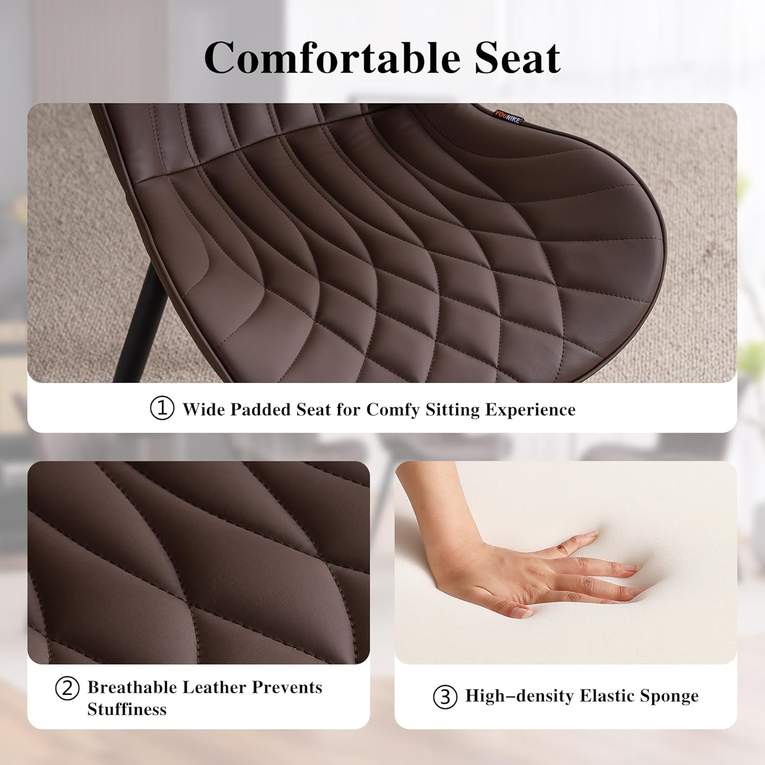 YOUNIKE Juego de 2 sillas de comedor, sillas de comedor tapizadas de cuero,...