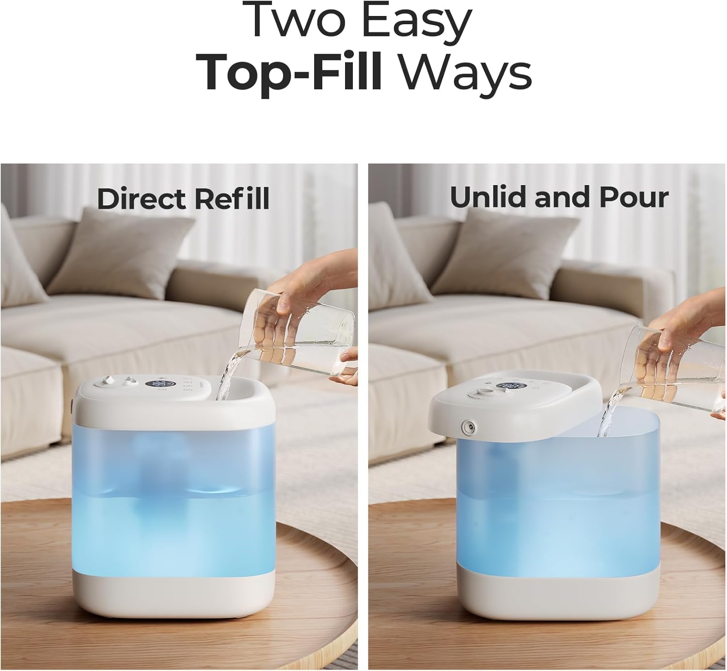 Homvana Humidificadores para dormitorio, 5 L, súper fácil de limpiar, llenado...