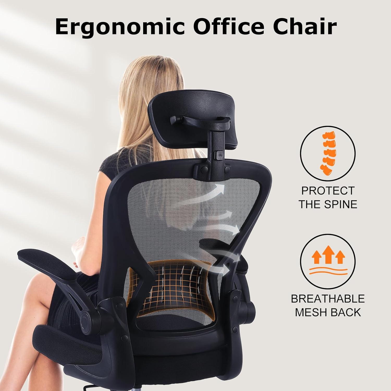 Silla de oficina ergonómica de escritorio, cómoda altura ajustable con ruedas,...