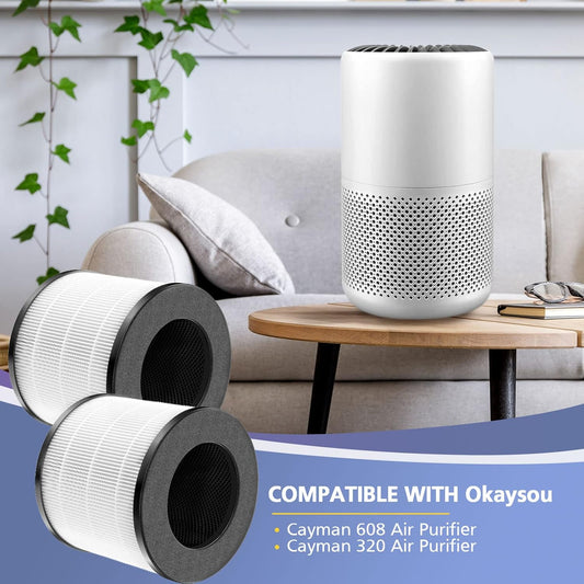 Cayman 608320 Filtro compatible con Okaysou Cayman 608320 Air Purifie-r, 3 en 1...