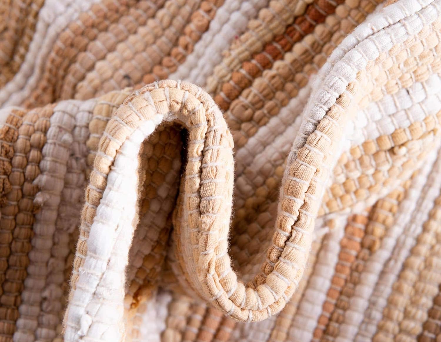 Chindi Cotton Collection Alfombra suave tejida a mano de fibra natural a rayas,