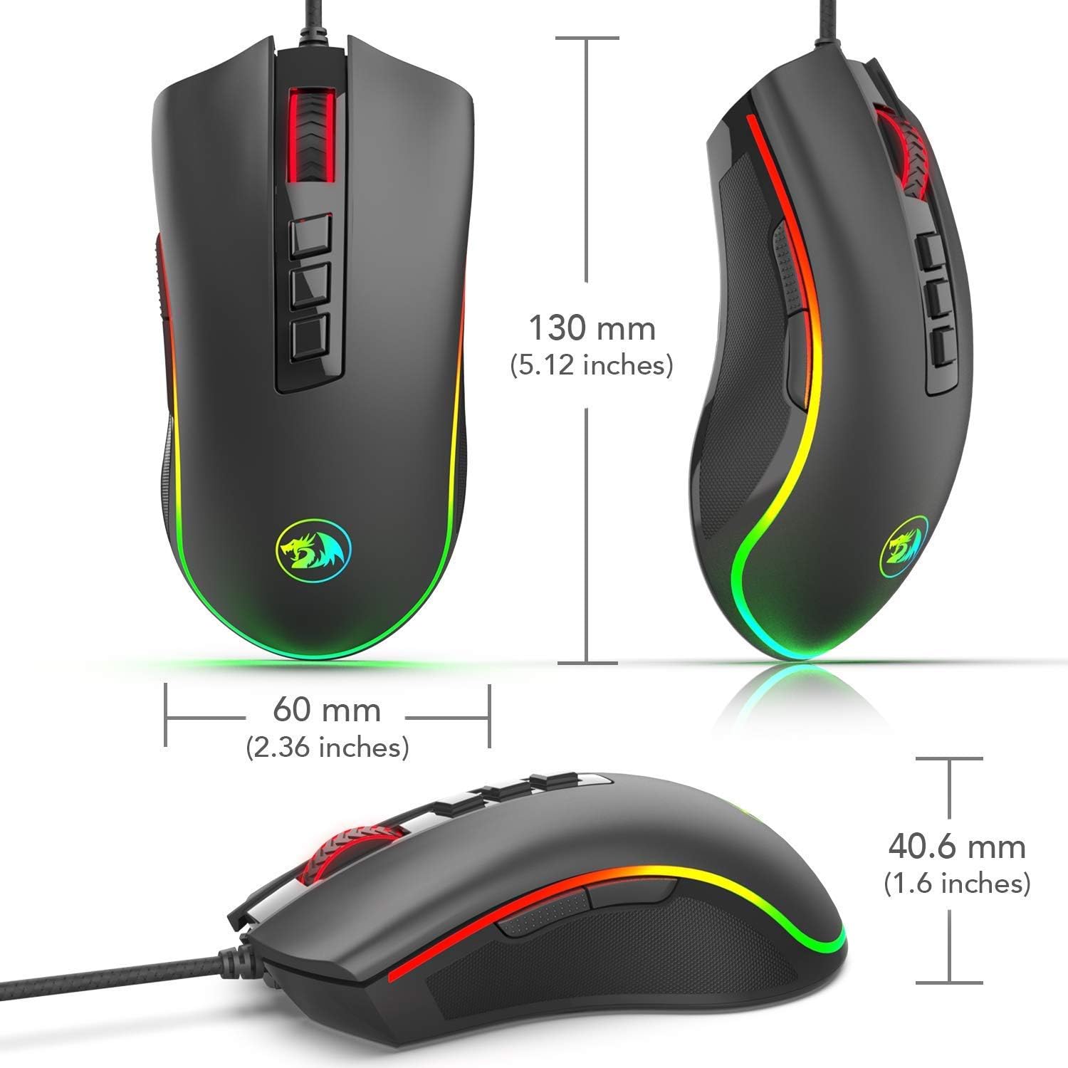 Redragon M711 Cobra - Mouse para videojuegos con retroiluminación croma RGB de...