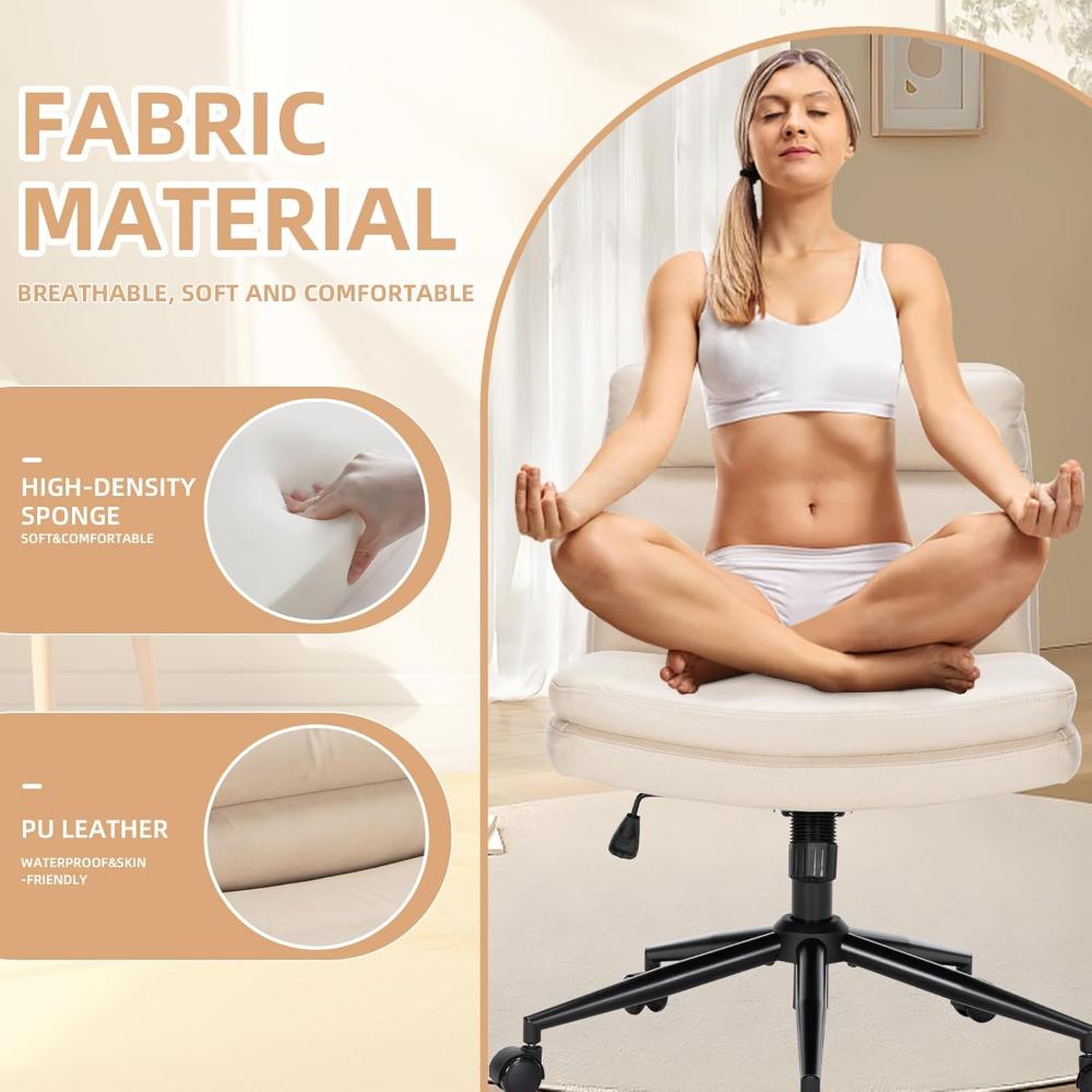 Silla Cruzada Con Patas Para Oficina, Giratoria, ESTRUCO, Gamuza Beige
