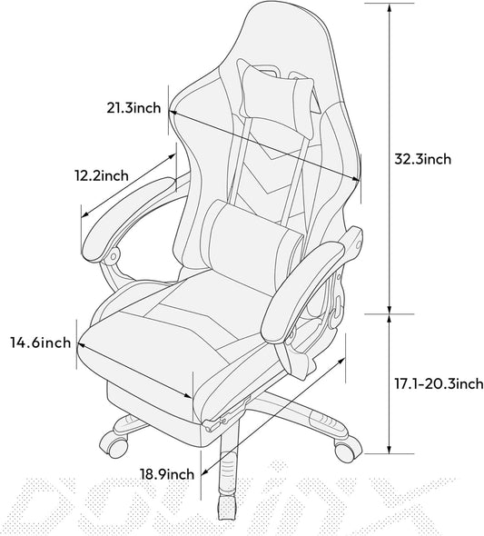 Dowinx Silla de juegos ergonómica de estilo de carreras reclinable con soporte...