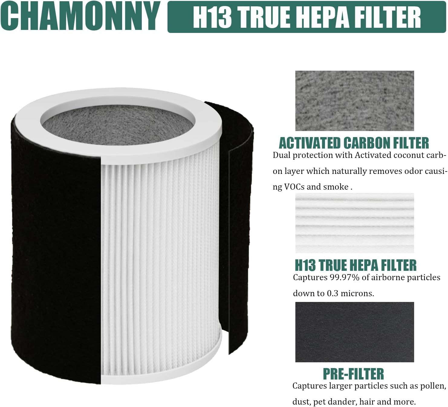 Filtro de repuesto H-HF400-VP, compatible con Hunter H-HF400-VP, H-PF400 y...
