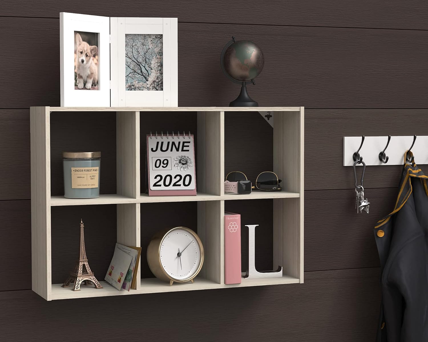 ClosetMaid 5430 Mini organizador de escritorio o pared de 6 cubos, nogal...