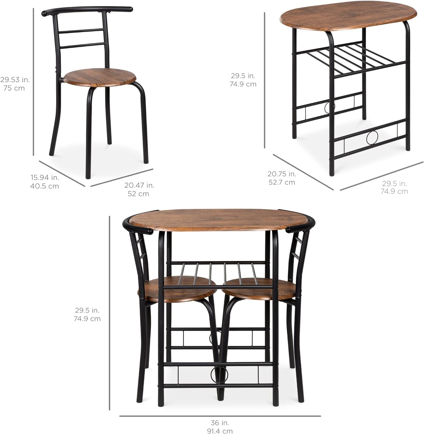 Conjunto de mesa redonda y sillas de madera