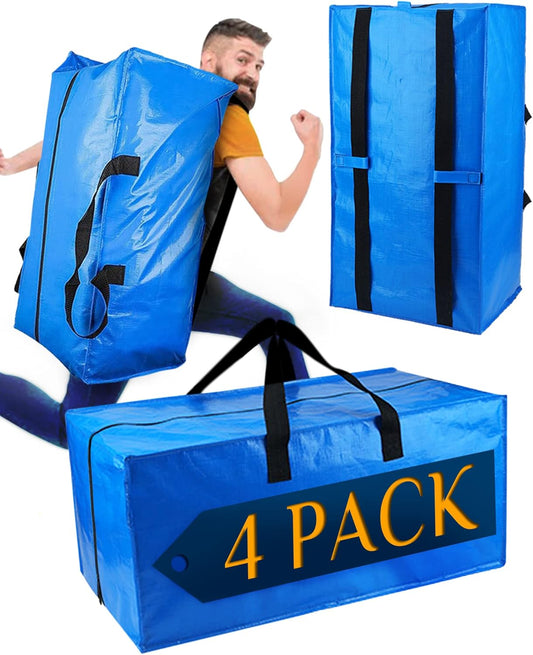 Raydior Heavy Duty Moving bags Storage Totes 4PCS Extra Large Blue Packing Bags