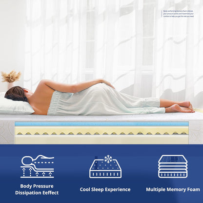 Olee Sleep Colchón de espuma viscoelástica I-Gel Deluxe Comfort de 7 pulgadas,